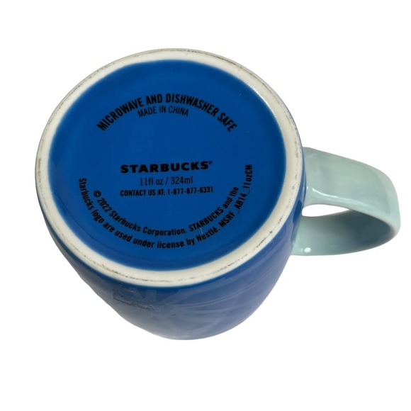 Starbucks Mug Blue 2022 Siren Mermaid Logo Hearts Starburst Design - Picture 3 of 4